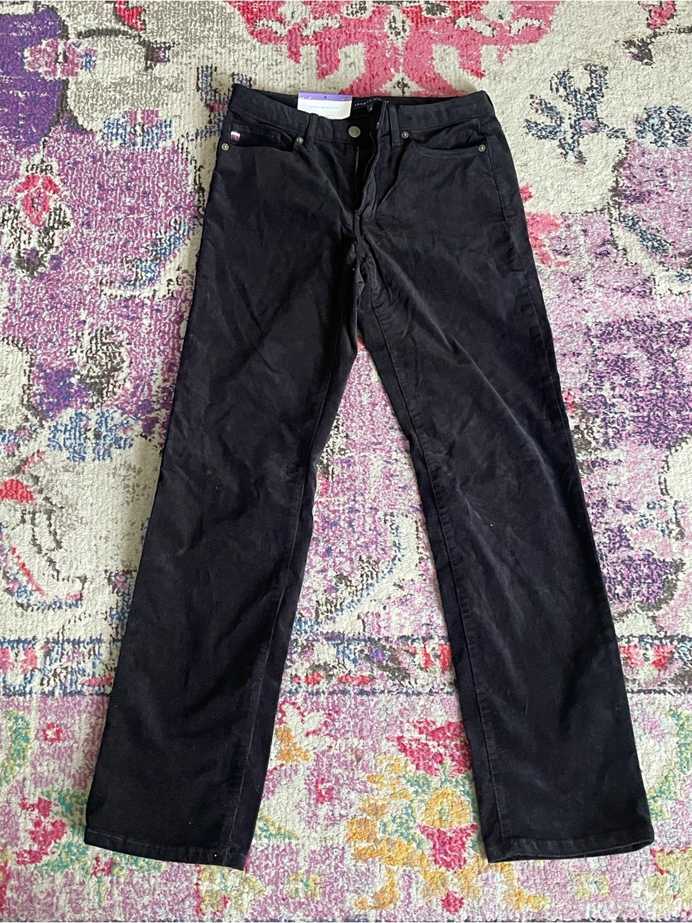 Tommy Hilfiger Men's Black Straight leg corduroy Pants